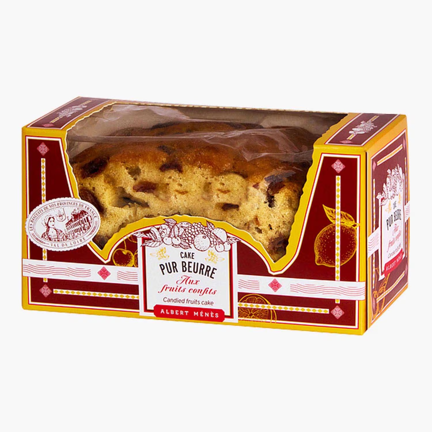 Sliced pure butter cake with candied fruits 