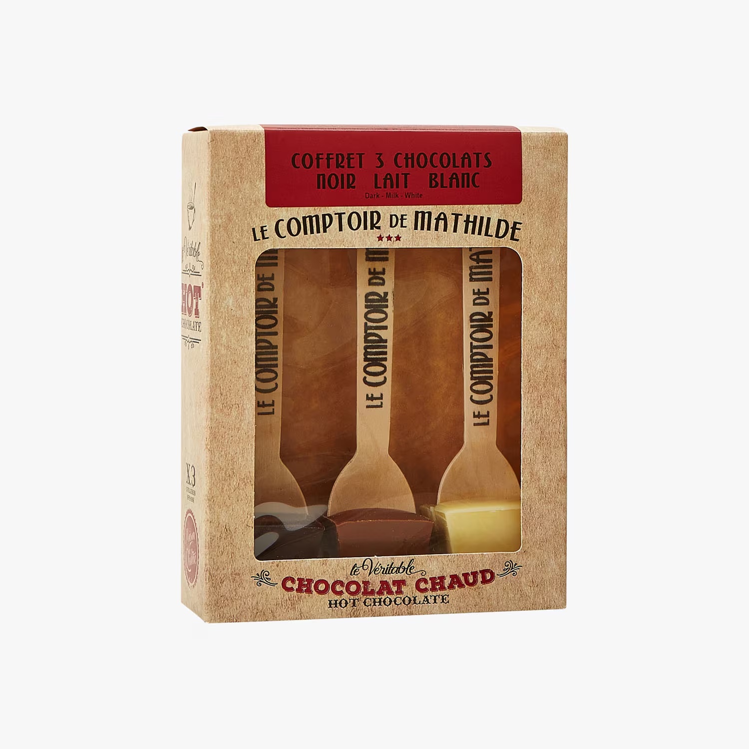 The real hot chocolate - Dark, milk and white chocolate gift set 